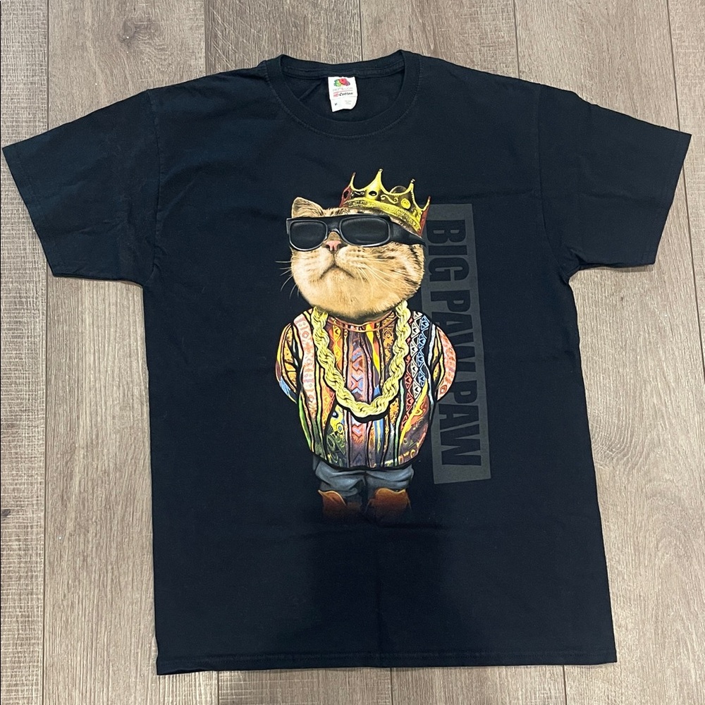 Fruit of the Loom HD Cotton Black T-Shirt with Multi-Color Logo Size Medium